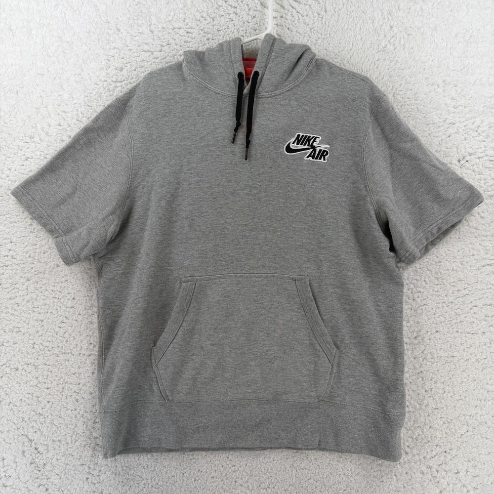 Nike Air Hoodie Mens XL Gray Short Sleeve Pullover Kangaroo Logo 646243-063